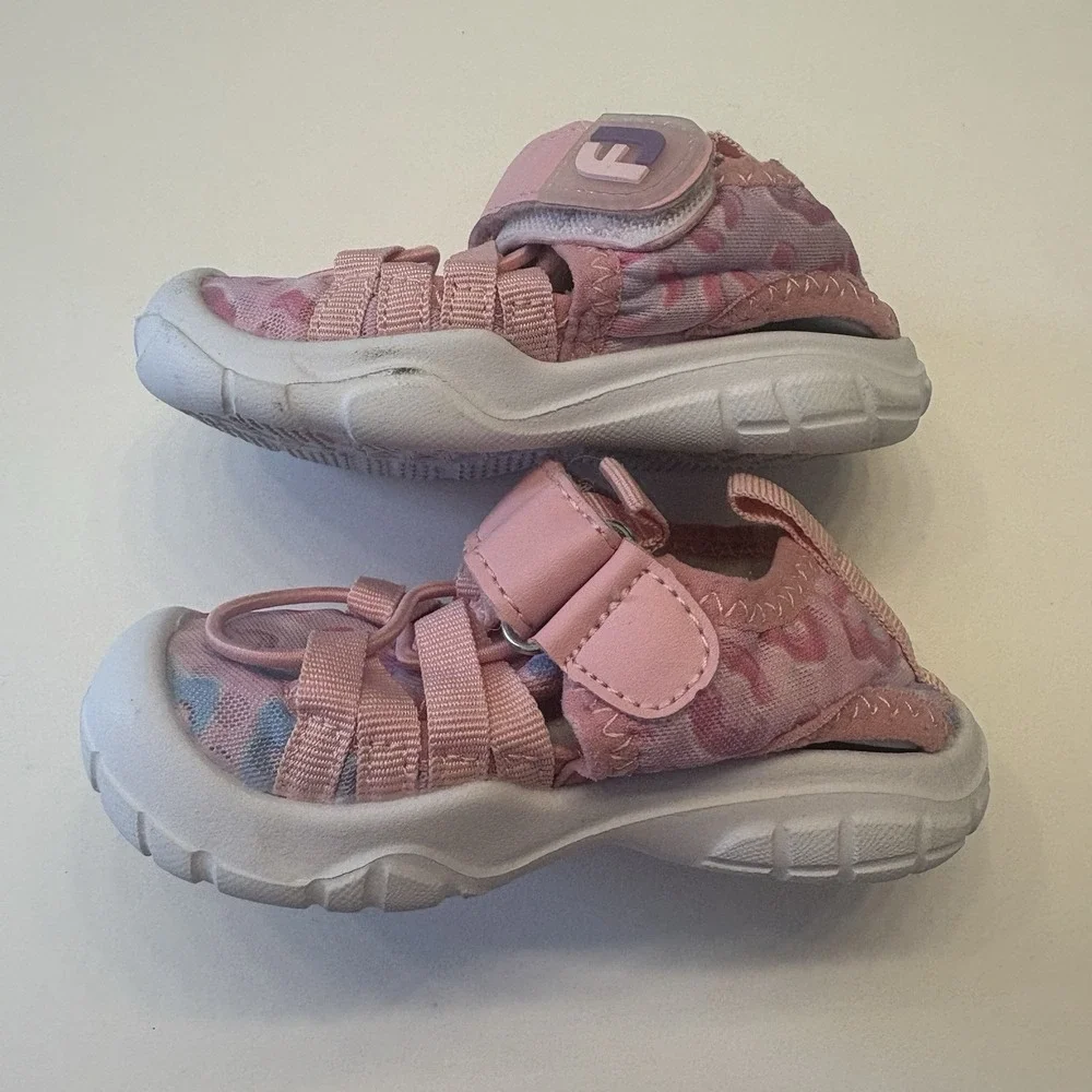 Footjoy FJ Baby‎ Girls Pink Leopard Bump Toe Sandal Shoe Non-Skid Slip On 18M